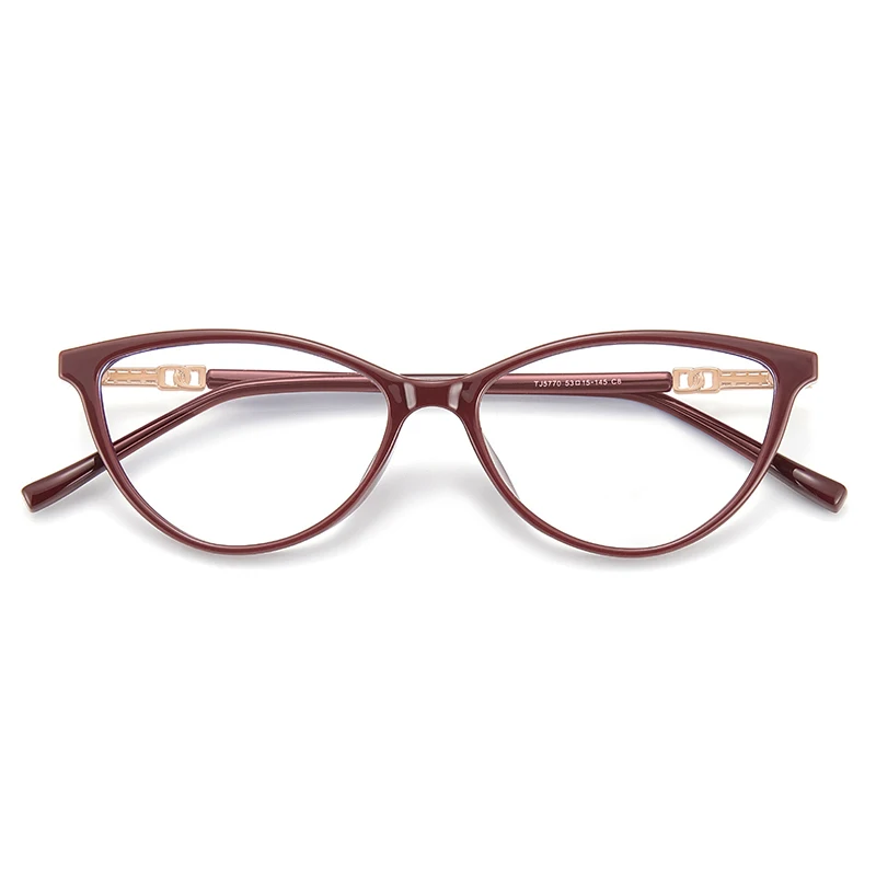 Momoja feminino europeu e americano anti-luz azul óculos de olho de gato tr90 lentes planas de metal retro óculos de prescrição tj5770