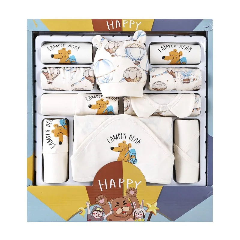 0-3m Newborn Clothes Baby Gift Bear Pattern Pure Cotton Baby Clothes Set Spring Autumn Baby Clothes Suit Without Box