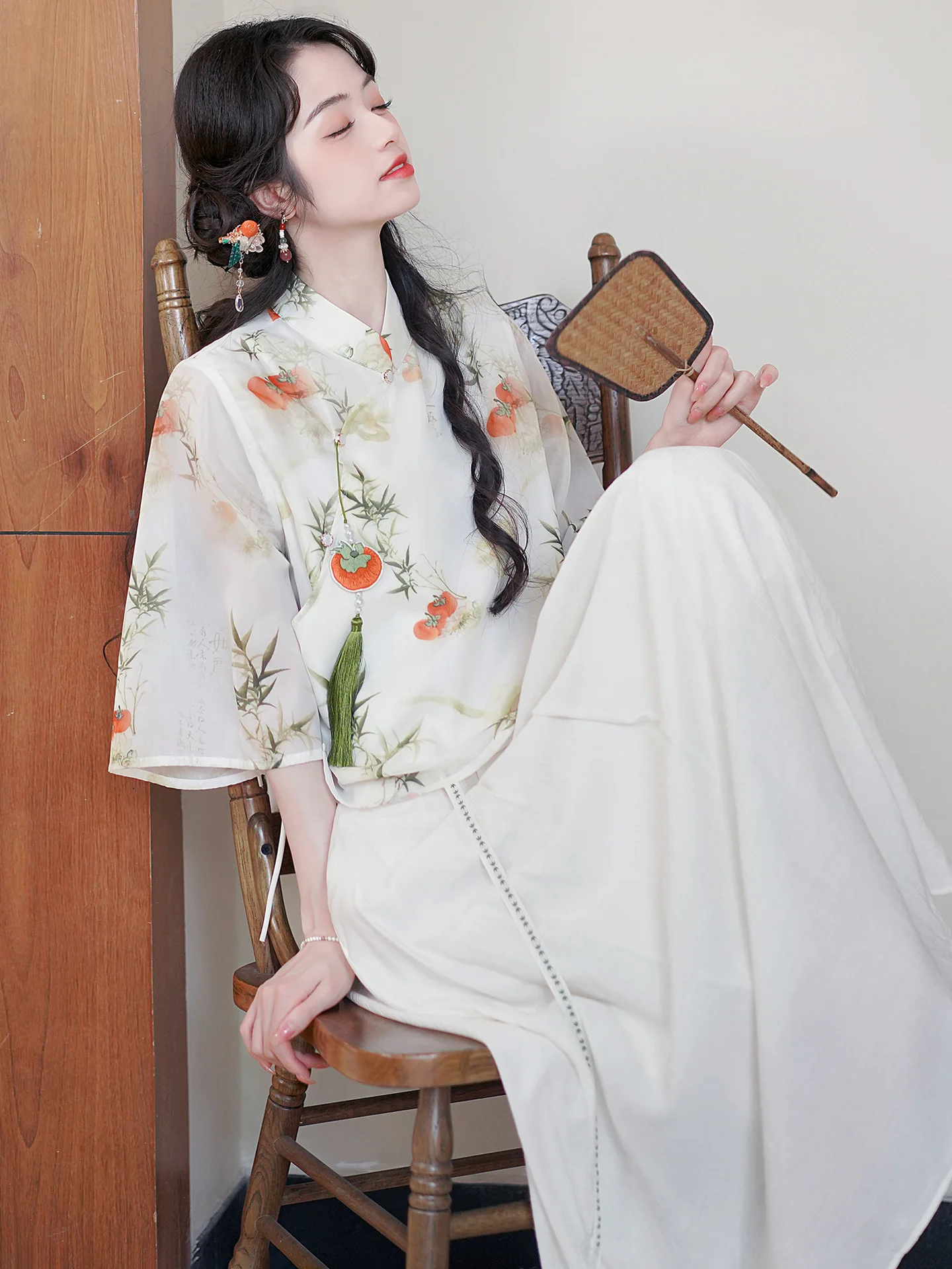 

YOUDEYISI literary and retro national style Hanfu two-piece set with seven-quarter sleeves and new Chinese style set