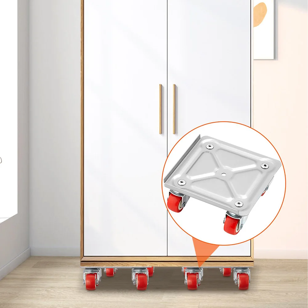 2pcs Furniture Lift Mover with PP Swivel Wheels & Carbon Steel Panel,  for Moving Heavy Furniture Refrigerator Sofa