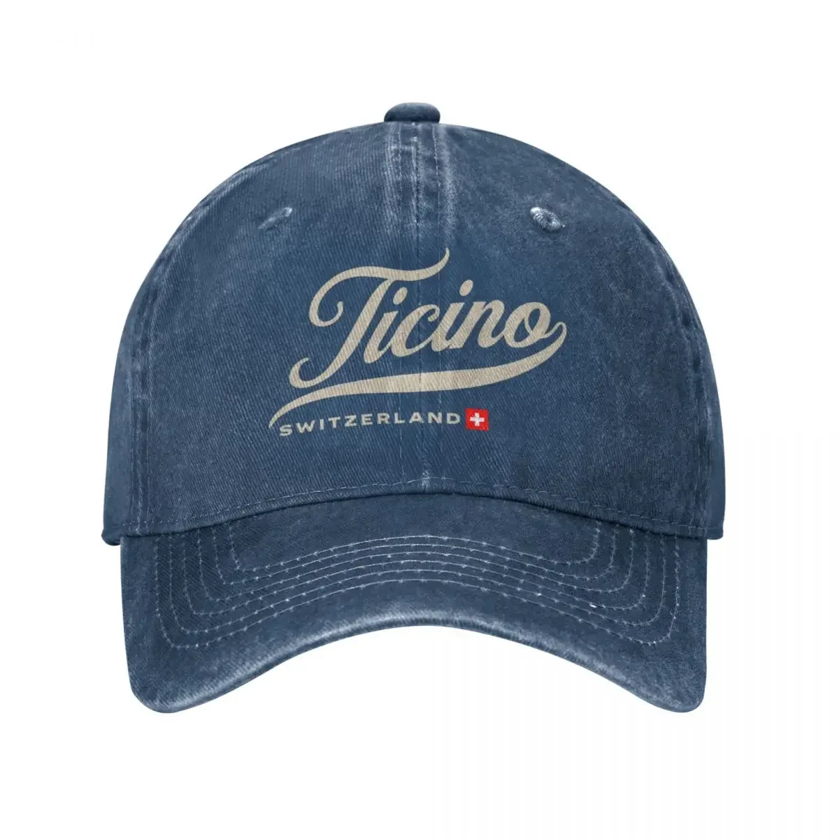 Ticino, Switzerland Vintage Crest with Swiss Flag Baseball Cap Visor |-F-| Ladies Hat Men'S