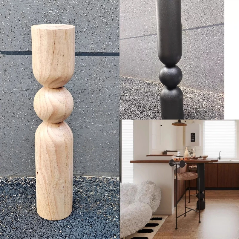 French Retro Bar Feet Creative Solid Wood Table Legs Gourd Shape Furniture Legs Designer Support Feet for Modern Home Furniture