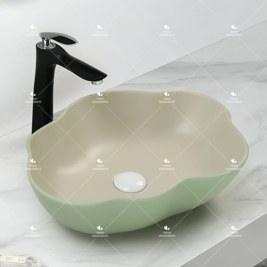 

YYHC-Good Quality Porcelain Countertop Easy Clean Glaze Handmade Wash Basin Bathroom Ceramic Table Top Creative Art Sink