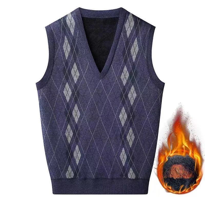 

Spring Autumn Fashion Men Sleeveless Knitted Sweater Vest Pullover Bottom V-neck Male Streetwear Casual Versatile Basic Top A19