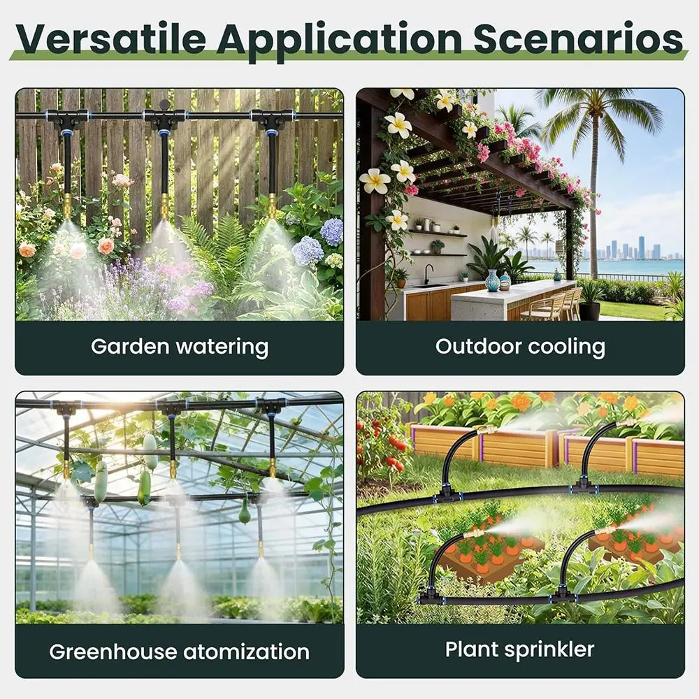 360° Adjustable Drip Irrigation System 15m Tube Universal Garden Watering Kit 15 Quick Plug Nozzle Automatic Watering