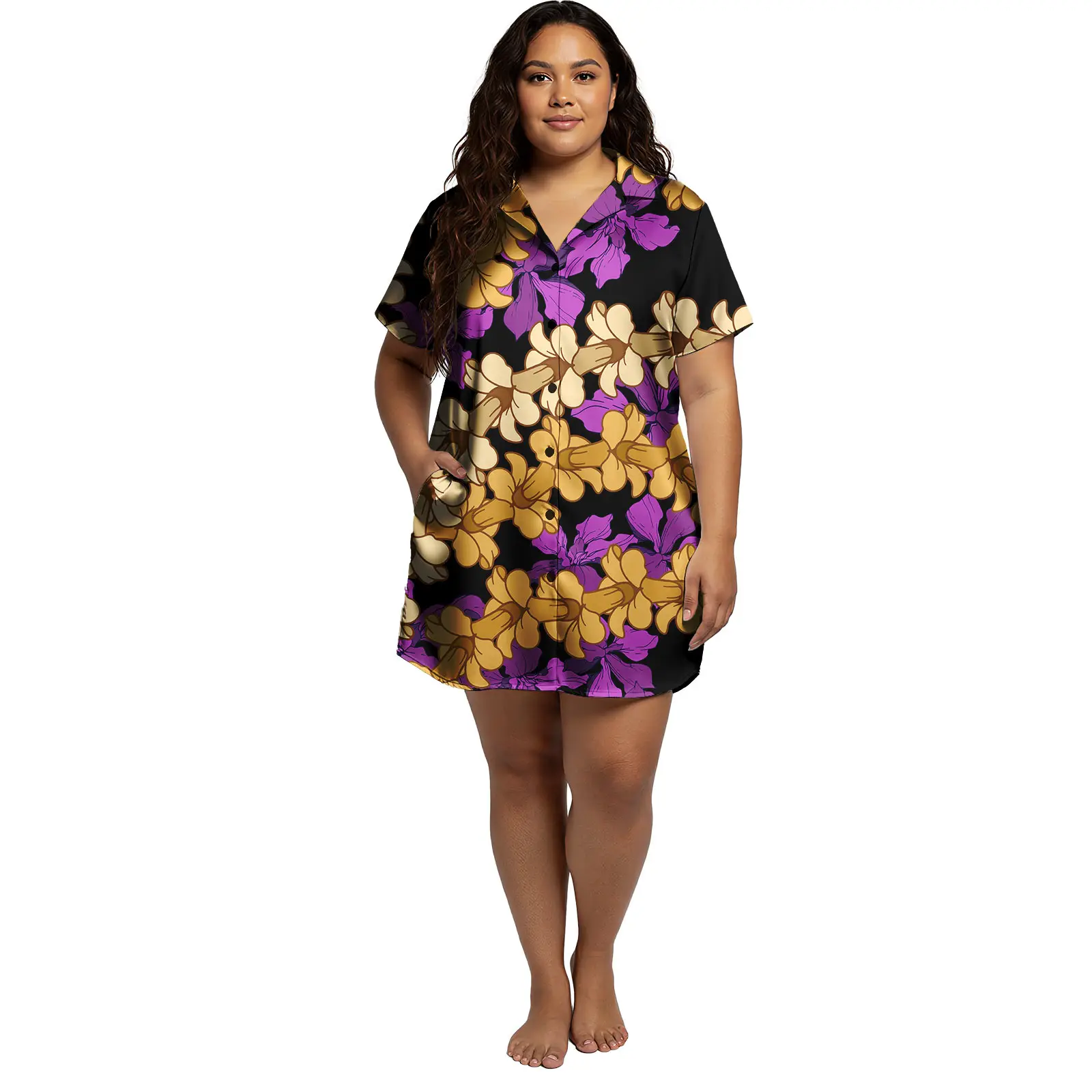 فستان صيفي للشاطئ بلوميريا مثير بياقة مقلوبة ملابس بولينيزية فساتين بتصميم قبلي هاواي مقاس كبير فستان مخصص #3