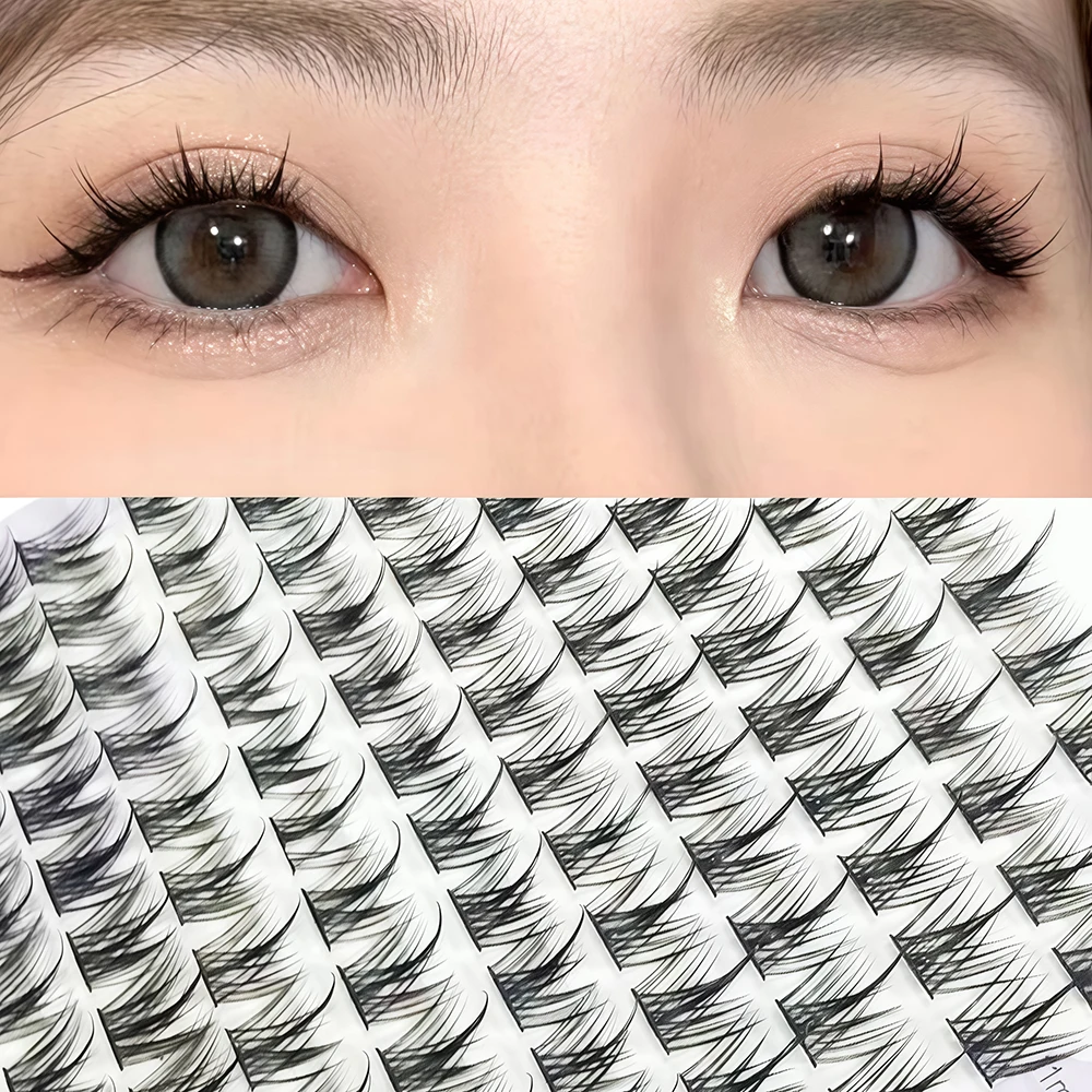 Ciglia finte con punta a torre da 10 pezzi, orecchie di grano, volume segmentato, estensione automatica