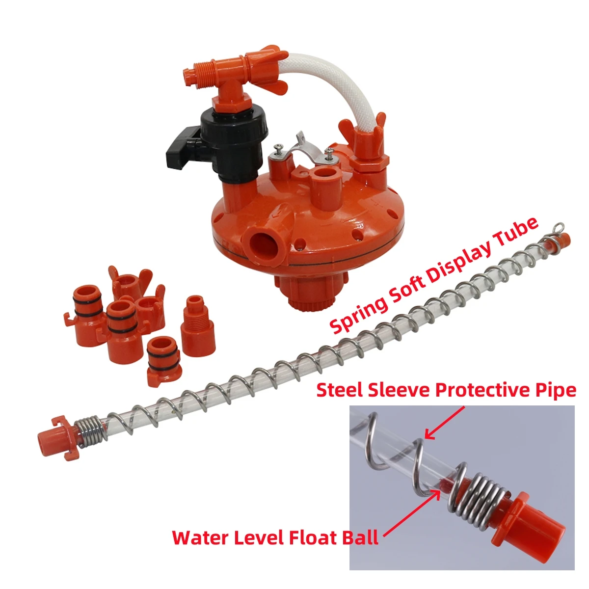 1 Set Chicken Duck Drinking Water System Regulator Poultry Water Line Automatic Pressure Reducing Valve 25mm Interface Valve Red