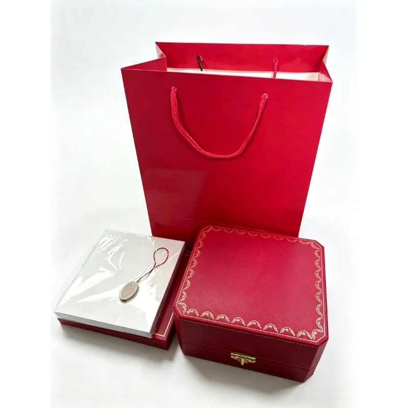 Red Watch Gift Box, Wristwatch Packaging Storage Case, Full Set Gift Box for Watch Present Packing