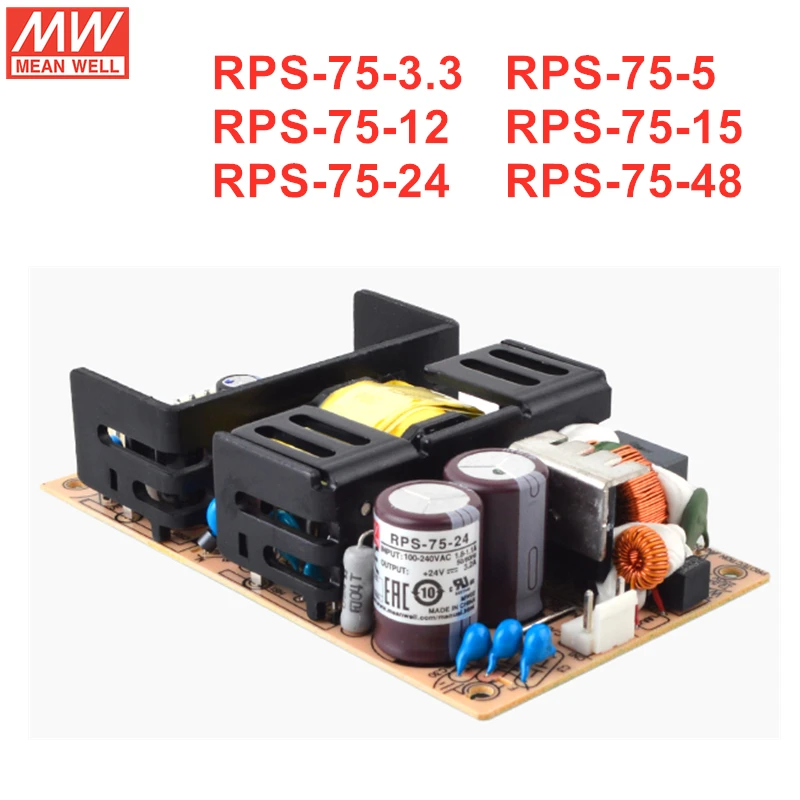 

MEAN WELL PCB Medical Type RPS-75 Series Single Output Switching Power Supply RPS-75-3.3/5/12/24/48V