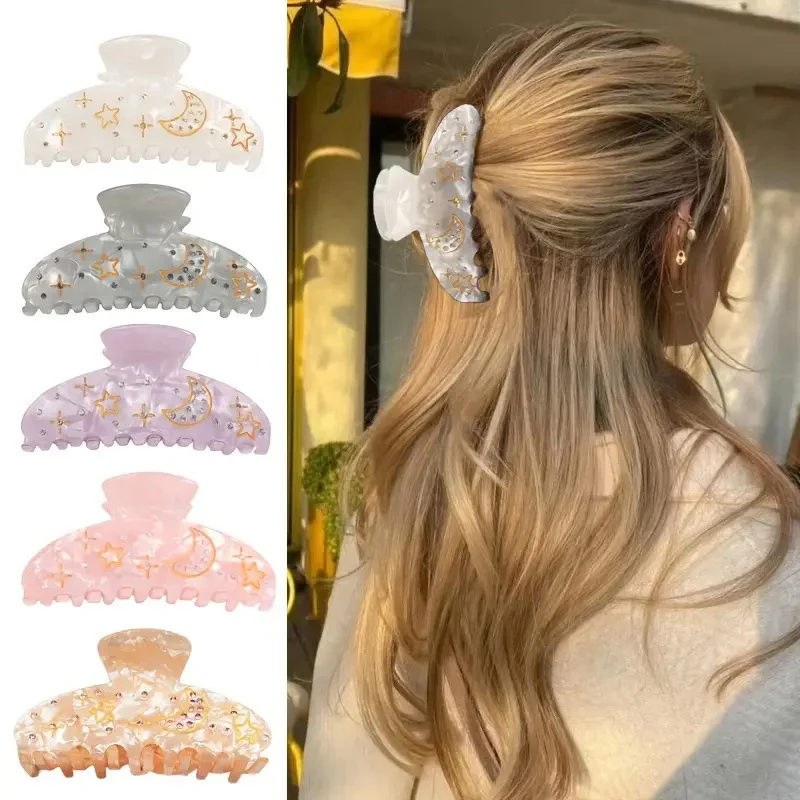 

Fashion Shiny Rhinestone Star Moon Hair Claw Clip Women Hair Clip Girls Barrettes Headwear Korea Shark Clip Hair Accessories
