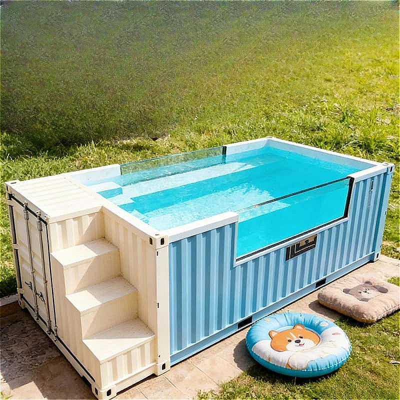 Luxury Container Pool Swimming Pool Container Stainless Steel Above Ground Rooftop Bar Outdoor Lounge Entertainment Customized