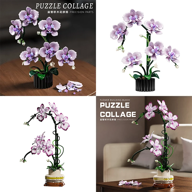 

Artificial Orchid Potted Building Blocks Plants Home Decor MOC Assembly Bricks Flowers Model Ornaments DIY Toys Girl Gifts