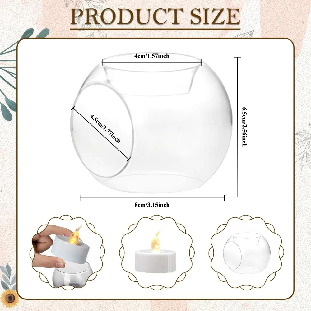 6/12pcs Glass Round Hollow Candle Holder Clear Tealight Holders with Side Opening Romantic Table Decor for Wedding Party Home view 2