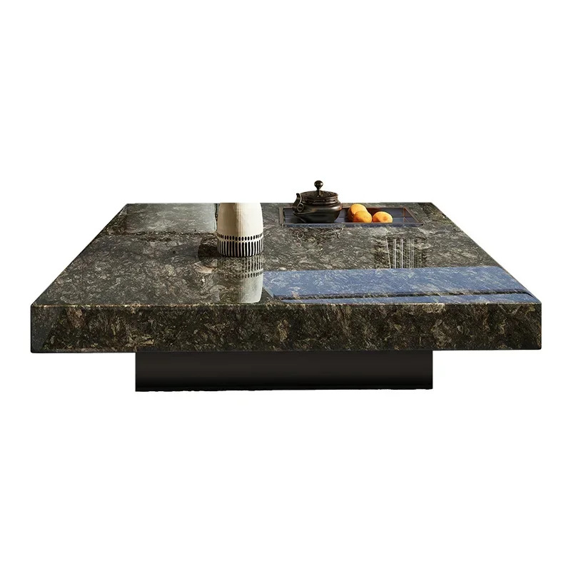 Imported natural luxury stone Venice brown box coffee table modern simple villa living room high-end square suspension table