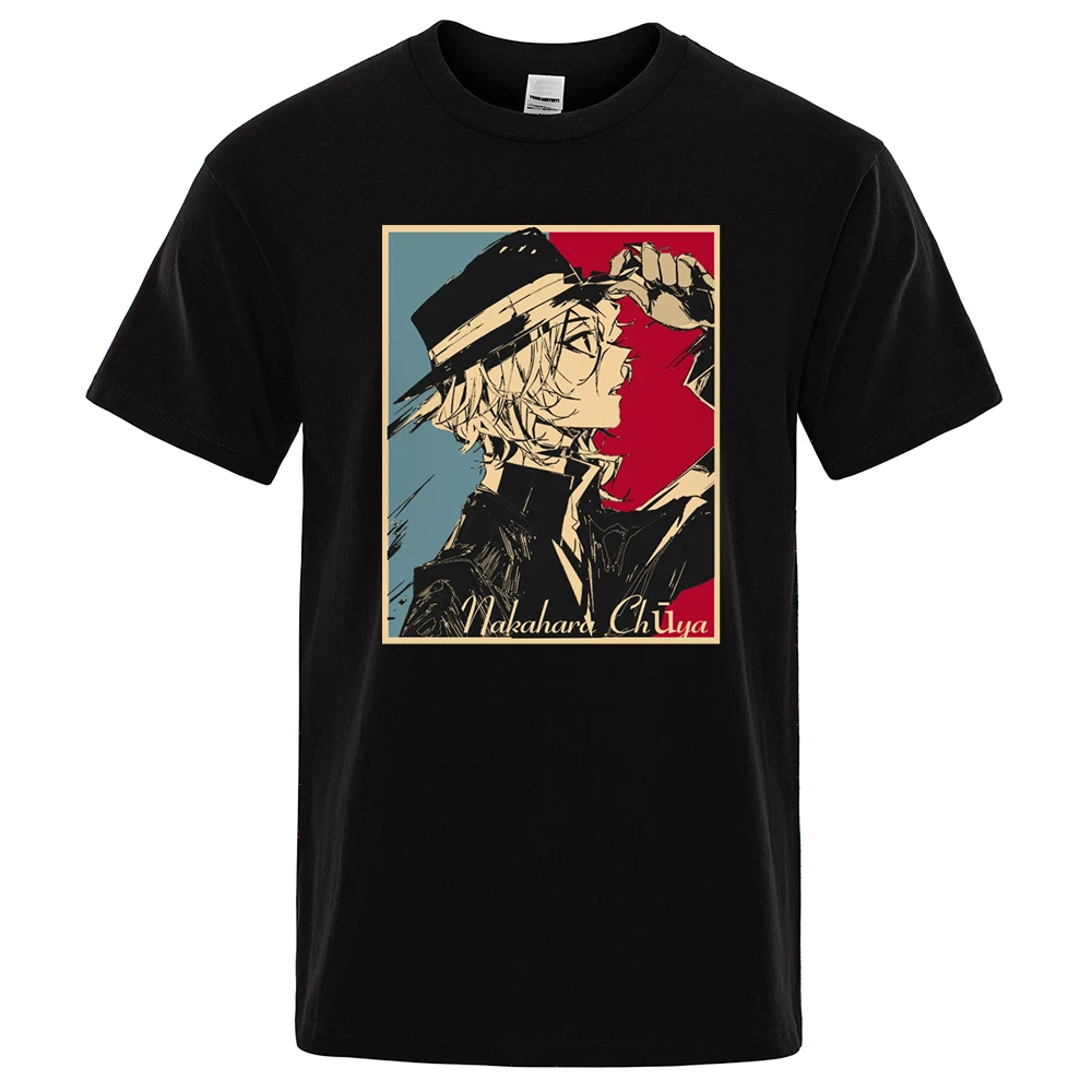 

Nakahara Chuya Anime Cartoons Print T-Shirt Men Fashion Tee Clothes Summer Loose Menswear Brand Casual Tshirt Oversize T Shirts