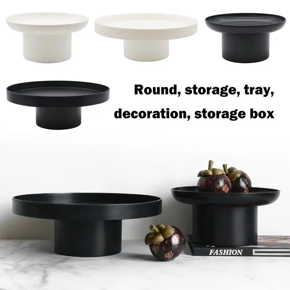 Nordic Plastic Acrylic Round Storage Tray Round Stand Desktop Dessert Tray Cake Decor Nut Holder Bread Fruit C0L1