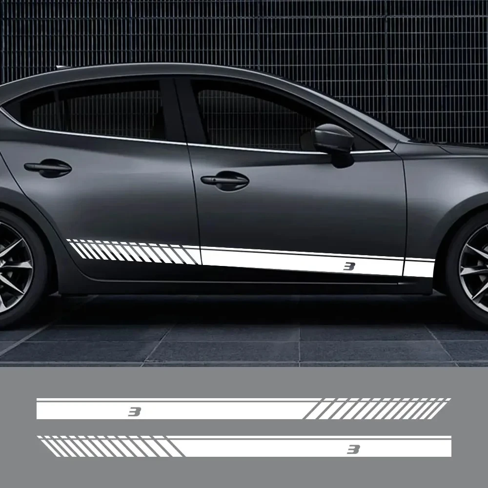 2Pcs Car Side Stickers For Mazda 3 Sedan Hatchback Graphics Stripe Sport Decals Styling Vinyl Decoration Auto Tuning Accessories