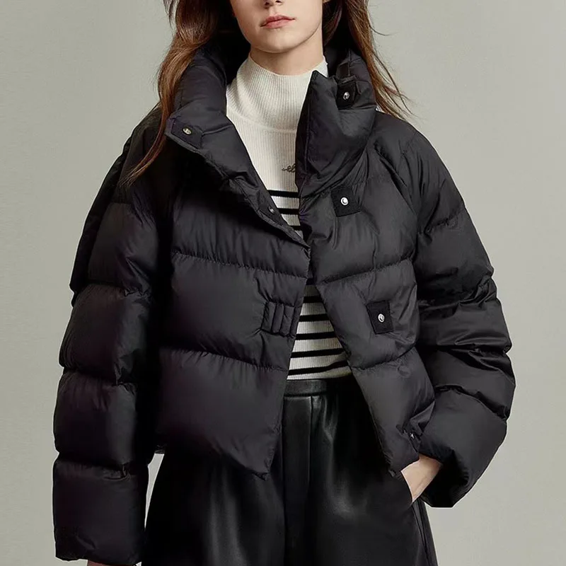 Manteau en duvet de coton pour femme, veste courte chaude, version coréenne, document solide, mode féminine, nouveau, hiver, 2025, H52