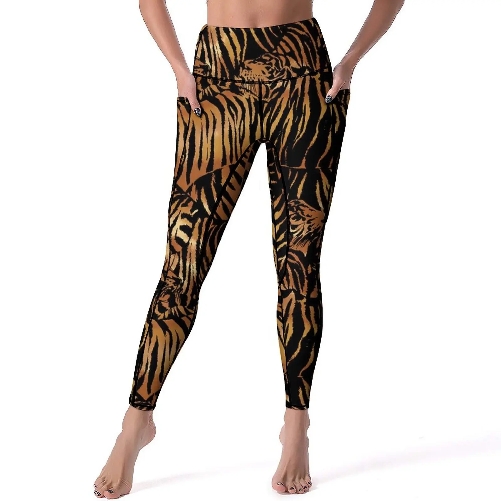 

Abstract Tiger Yoga Pants Animal Stripes Print Leggings Sexy Push Up Breathable Yoga Sport Legging Quick-Dry Fitness Leggins