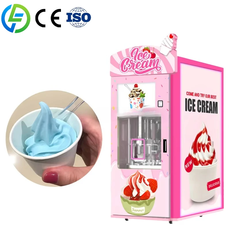 Customize Multiple Flavors Water Ice Cream Vending Machine with 16L Capacity Automatic Robot Freezer Snowflake Design