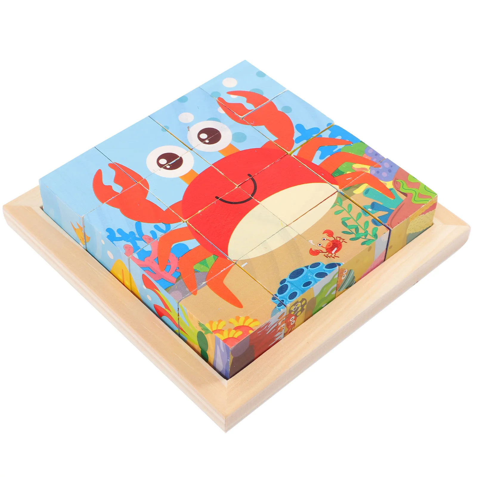 

1Set Ocean Six-Sided Puzzle Educational Blocks Kids Early Learning Color Recognition Concentration Development Interactive