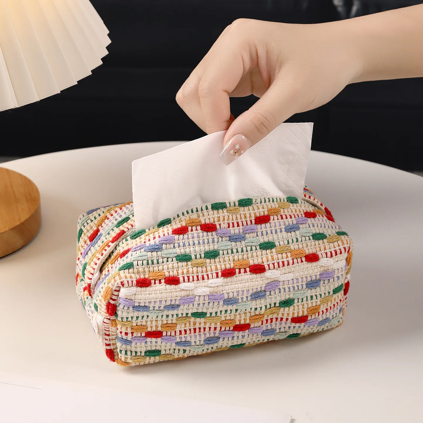 Rainbow Lollipop Home Creative Tissue Bag Modern Simplicity Square Desktop Decoration Tissue Box Girls' Bedroom Paper Box