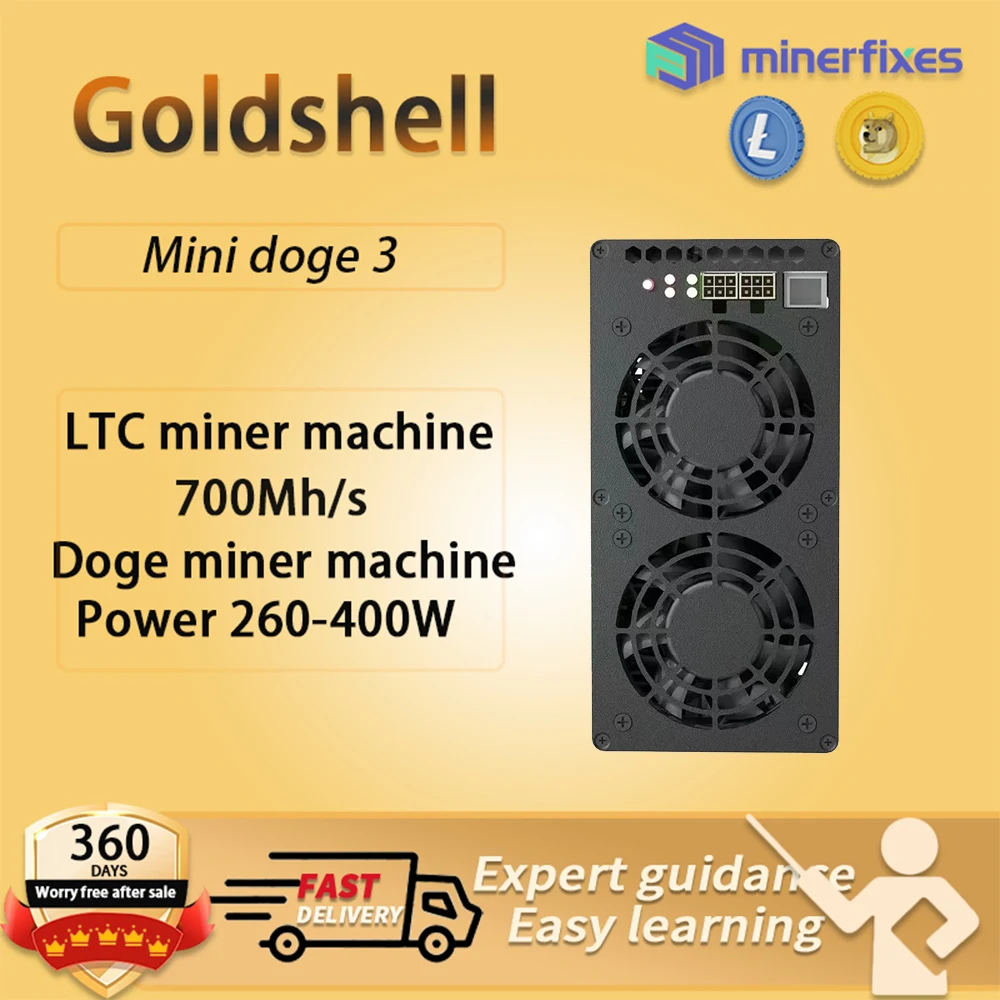 

Goldshell MINI DOGE III 700MH/S 400W With PSU Miner LTC and Doge Coin Mining Goldshell Mini Doge 3 Litecoin Miner Doge Miner
