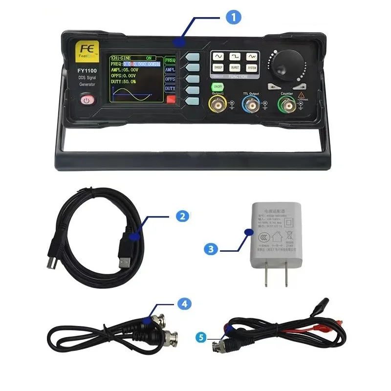 FY1100 FY1100-5M Function Signal Generator 2MHZ 5MHZ Single Channel DDS Signal and TTL Level Output Waveform Pulse Frequency