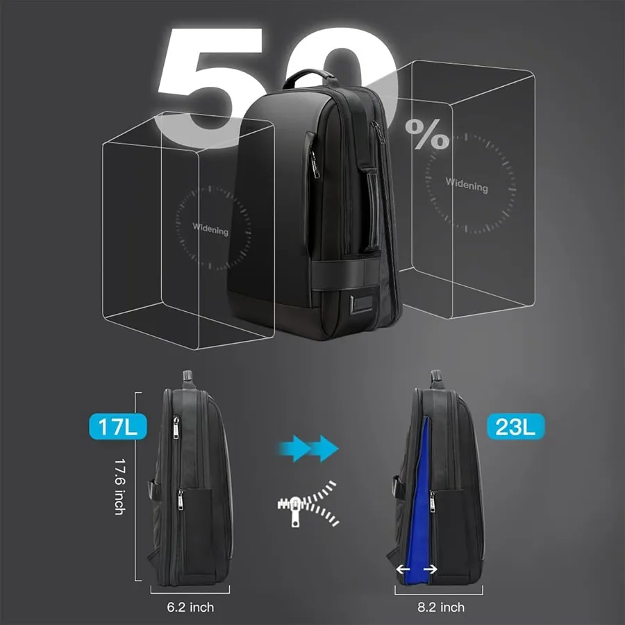 حقيبة ظهر للكمبيوتر المحمول مقاس 15.6 بوصة من Business قابلة للتحويل وقابلة للتوسيع ومضادة للسرقة وشحن USB متعددة الوظائف للسفر احترافية Wo #2