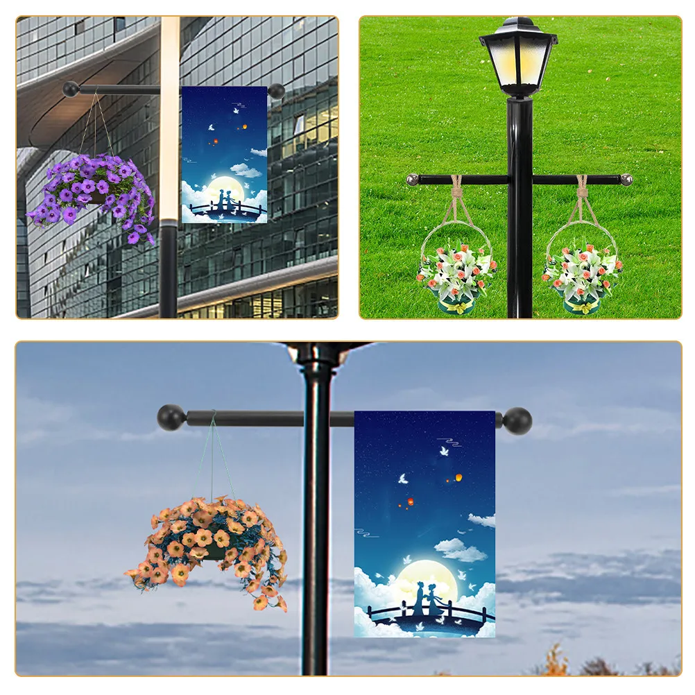 3Pcs Lamp Post Arm Rest Rod Heavy Duty Aluminum Alloy Flag Holder for Outdoor Light Pole Garden Use Lamp Post Cross Arm