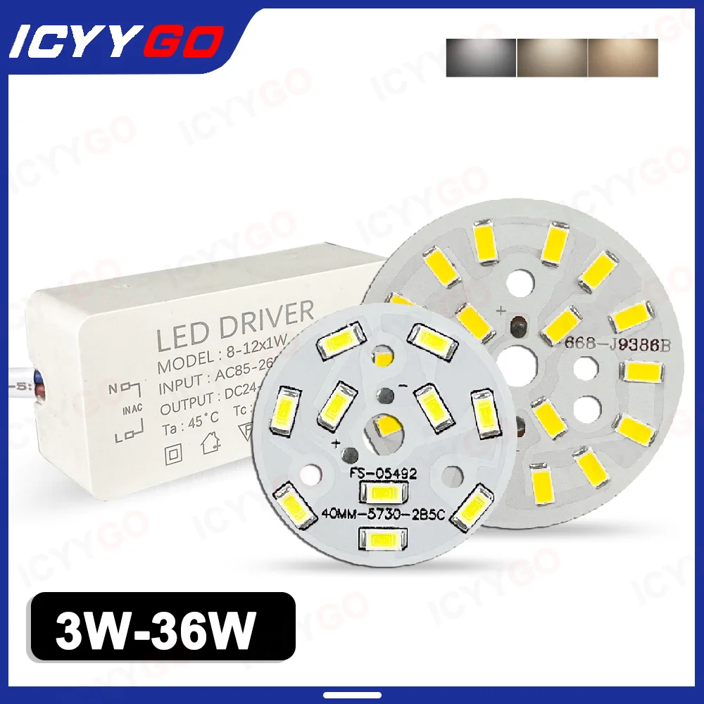 1PCS Set 3W 5W 7W 12W 15W 18W 24W 36W PCB Light Board LED Downlight Ceiling Light Board LED Power 3W -36W Driver Combination