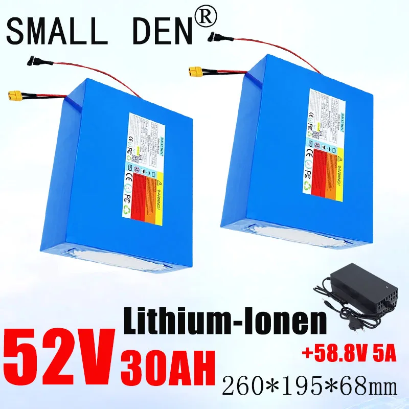 New 52v 30ah 18650 lithium battery pack 14s10p 2000w motor with built-in BMS58.8V rechargeable battery EU/US tax exempt