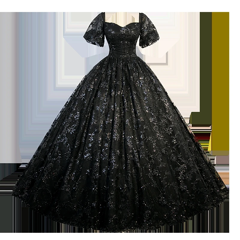 Y & M Novias abiti Vintage neri Quinceanera perline di lusso paillettes Make Size Vestido De debuttante elegante abito da ballo in Tulle