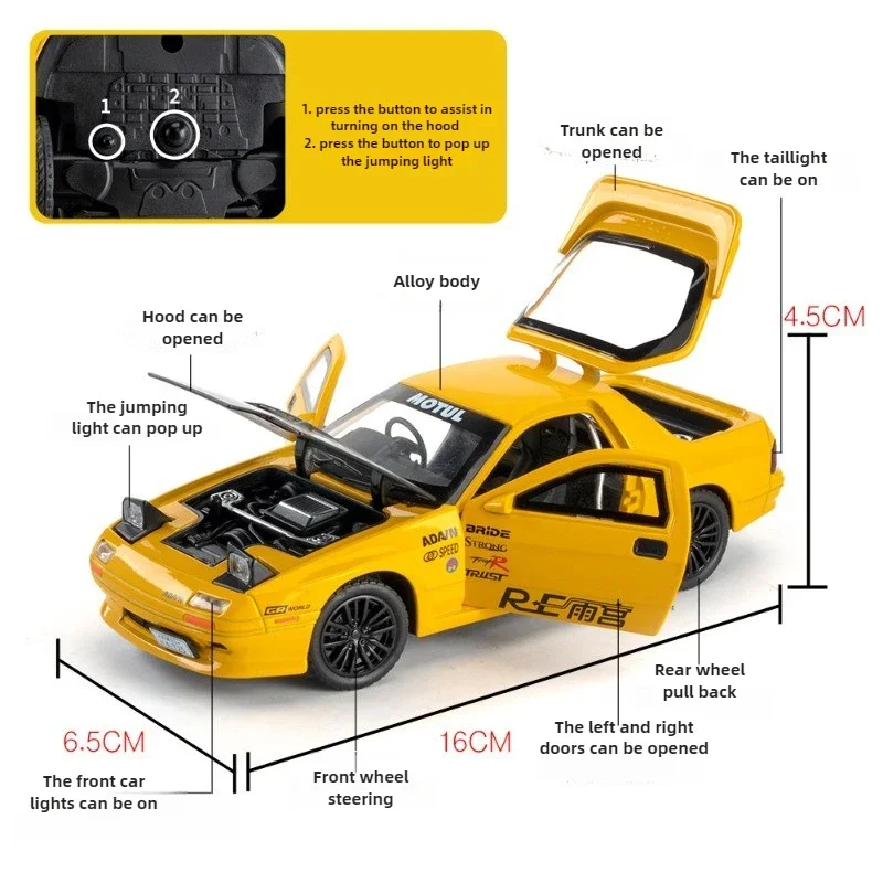 Модель автомобиля, игрушечный забавный подарок-симулятор, украшение модели автомобиля из сплава 1:32, крутой легкий игрушечный автомобиль каваи, игрушки для детей от 2 до 4 лет