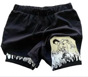 2026 Sommer Dragon Ball Herren-Shorts, Doppelte Zwei-in-Eins-Shorts, Son Goku Bedruckt, Schnelltrocknend, Fake-Two-Piece Familien-Sportshorts