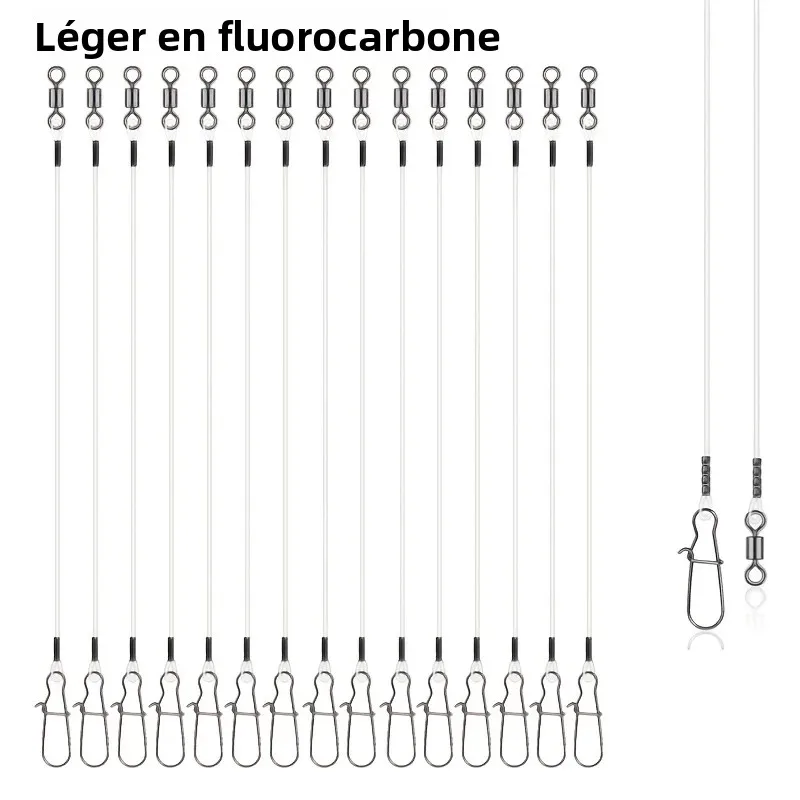15 fils de pêche en fluorocarbone – Ligne invisible et résistante pour la pêche au bar, à la truite, au brochet, 7kg/9kg/12kg/14kg/18kg/20kg/23kg