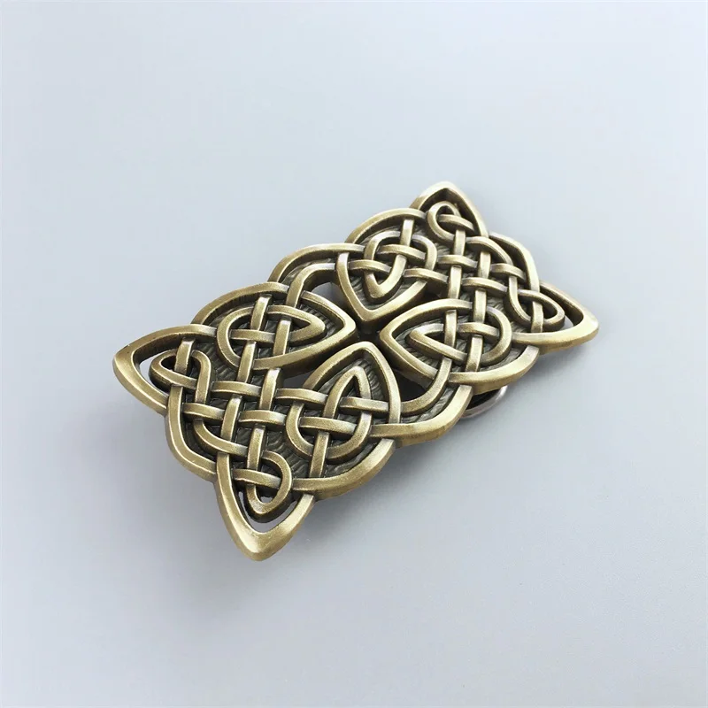 New Vintage Bronze Plated Cross Knot Rectangle Belt Buckle also Stock in US BUCKLE-WT133AB