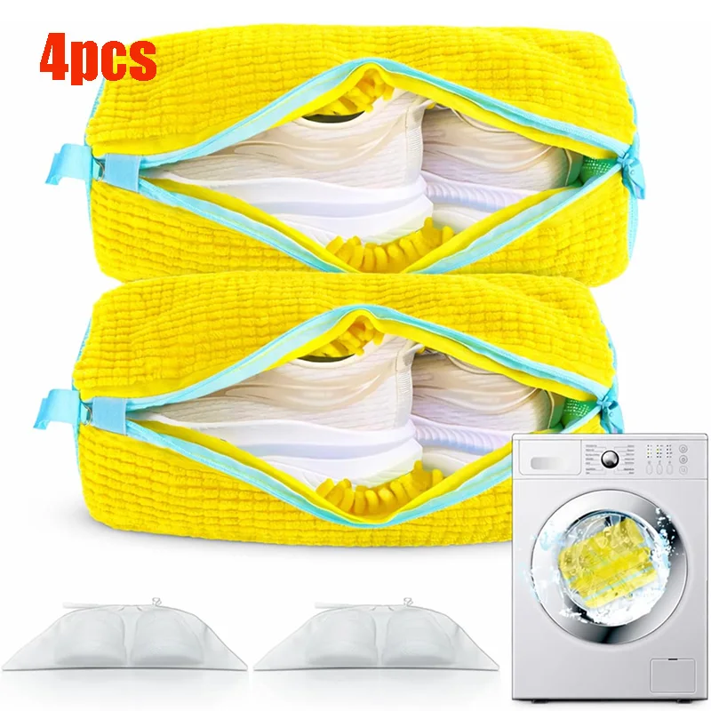 

Набор из 4-х мешков для стирки обуви: мягкие сетчатые мешки-протекторы для обуви из полиэстера с пушистыми волокнами, для машинной стирки и сушки