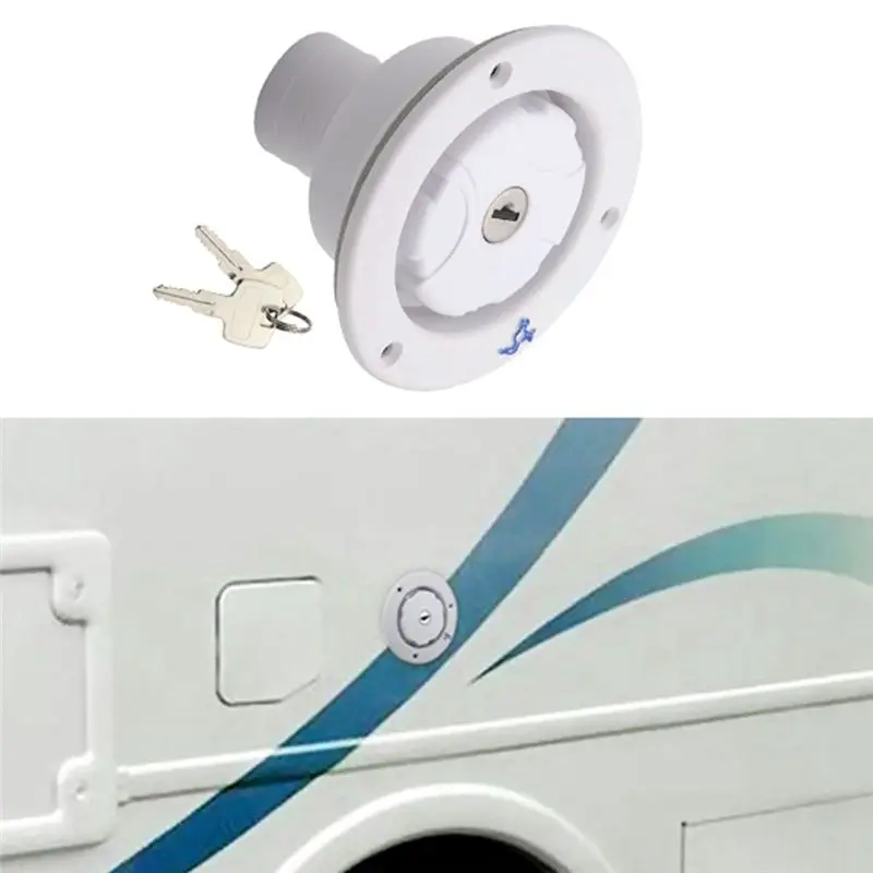 A03E-Lockable Filler Neck For Water Tanks Caravan Fresh Water Fill Hatch Inlet Camper Trailer Tank Caps RV Accessory