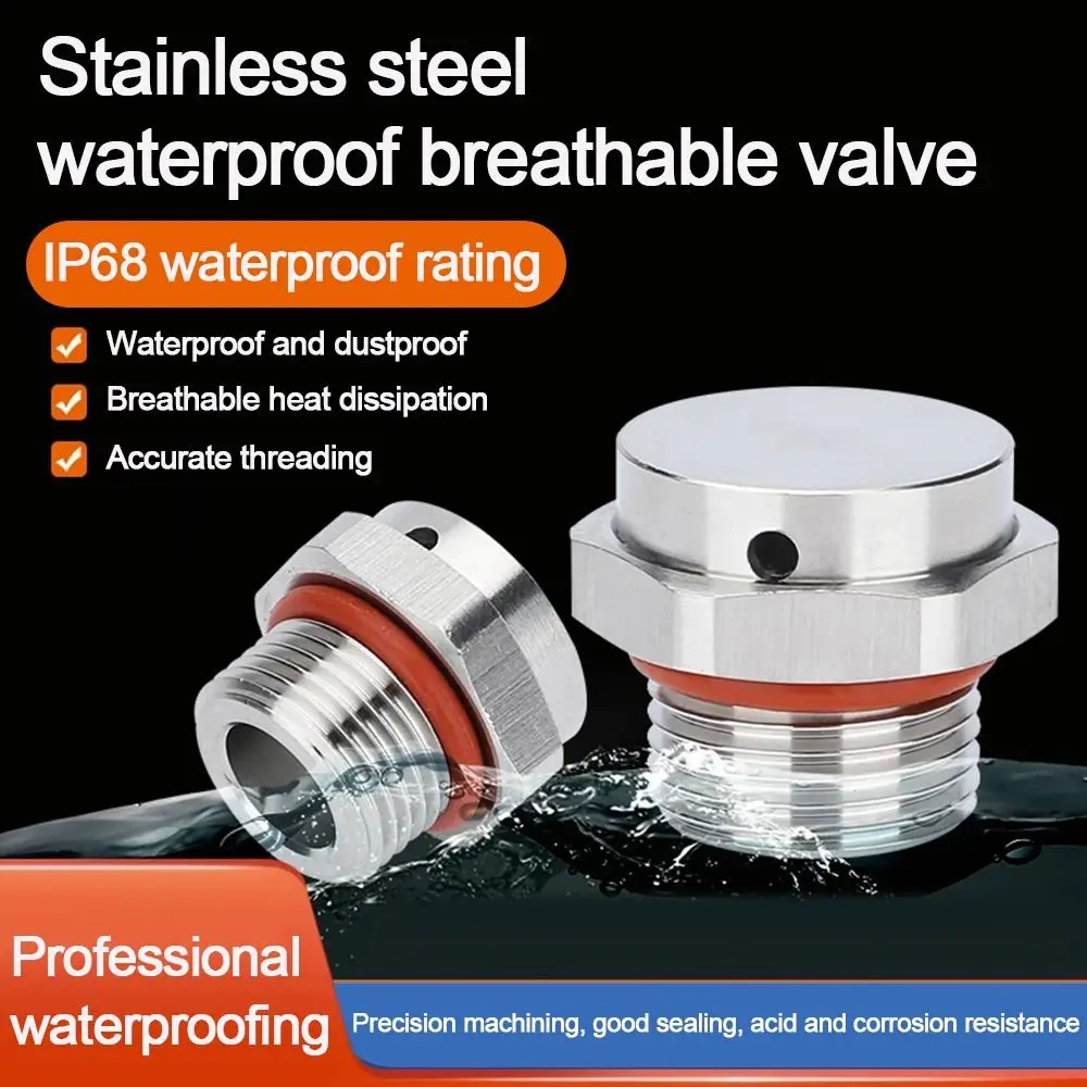 New 304 Stainless Steel Air Vent Valve Screw In M5 M6 M8 M10 M12 Metal Vent Plug Waterproof Breather Vent Valve