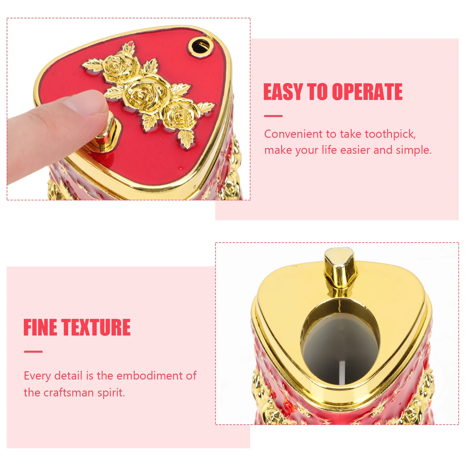 

Embossed Decorative Toothpick Holder Premium Material Practical Toothpick Dispenser for Home Restaurant Hotels