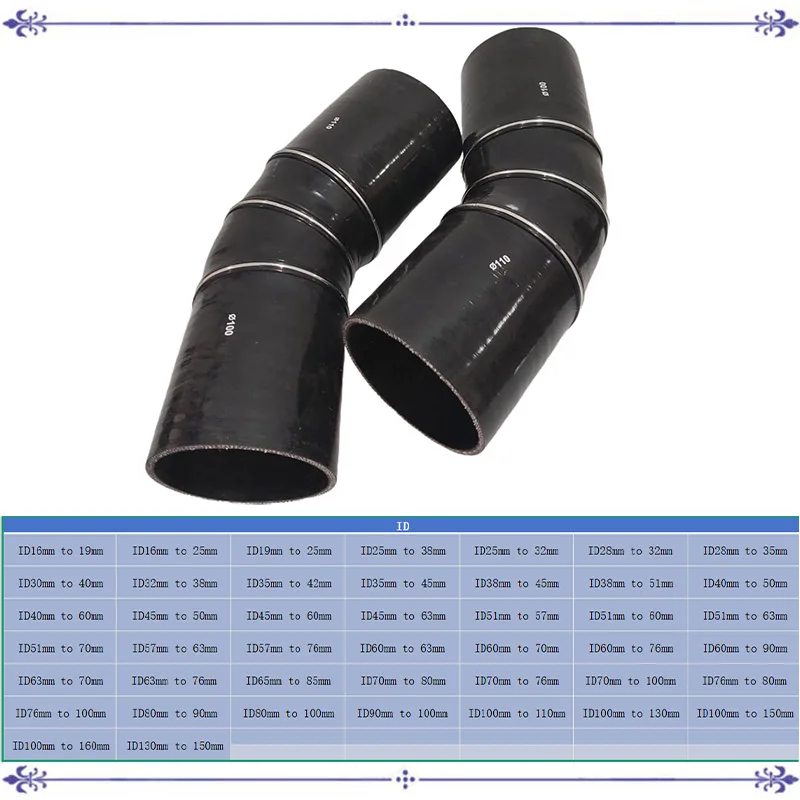 45 stopni redukcja silikonowa rura zgięta rura zgięta rura samochodowa intercooler turbina rura dolotowa rura chłodziwa części samochodowe uniwersalny czarny