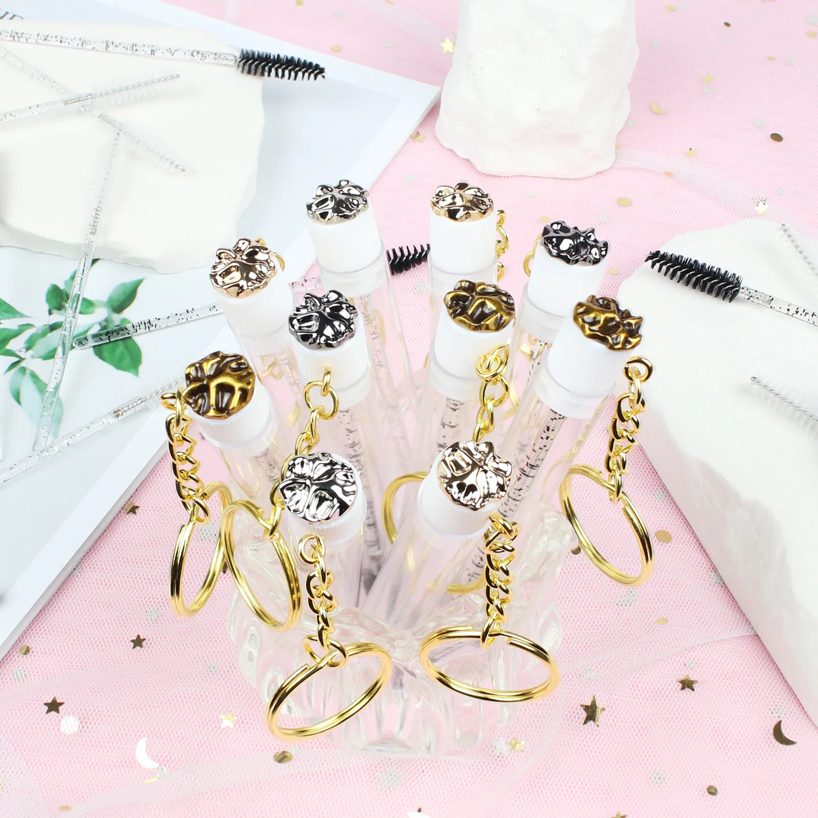 10 قطعة عصي الماسكارا أنبوب قابلة لإعادة الاستخدام لاش فرشاة أنبوب معدني مع المفاتيح رمش فرشاة أنابيب Spoolies لاش تمديد فرش #1