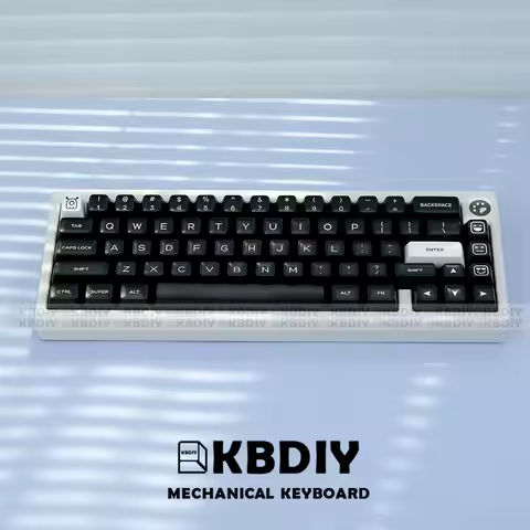 KBDiy GMK WOB Black Keycap PBT Double Shot Keycaps SA Profile Key Caps Set ISO Enter 7U Spacebar for Custom Mechanical Keyboard