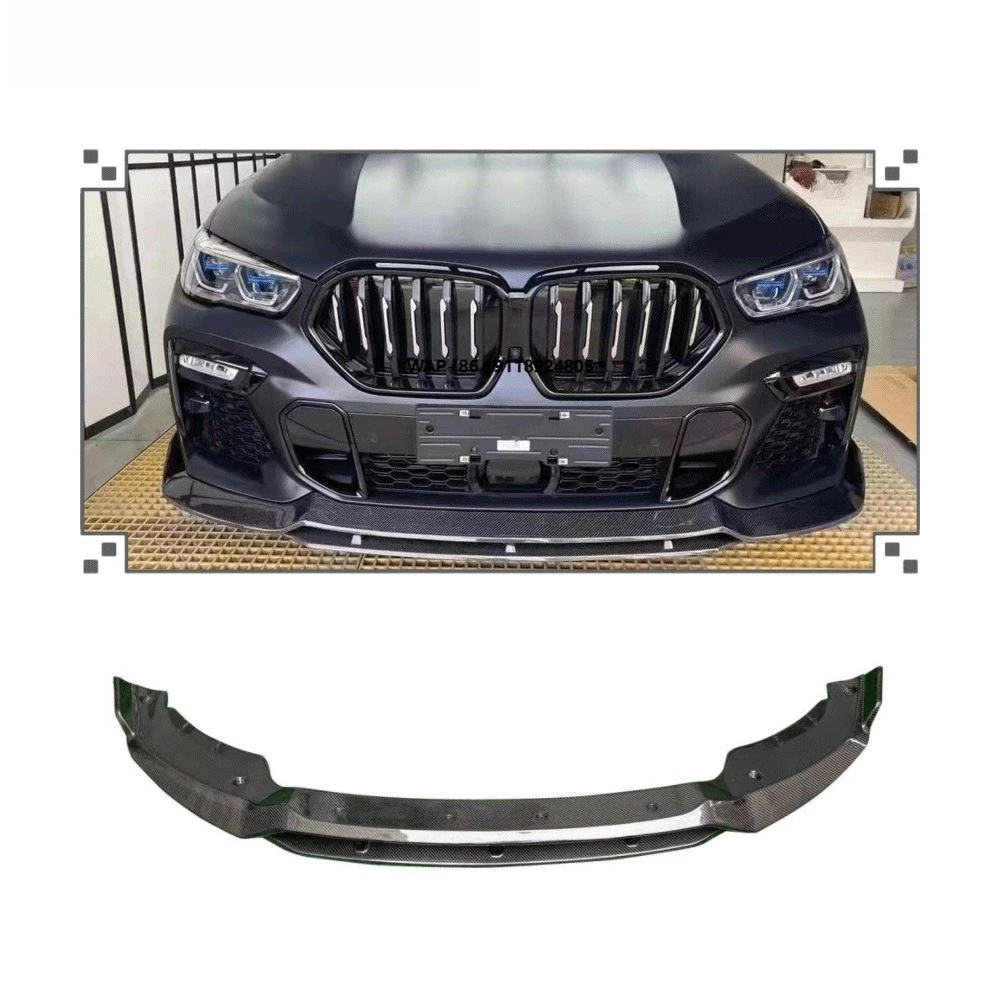 

Fits for X6 G06 2020-2022 Real Carbon Front Bumper Lip Chin Spoiler Splitters