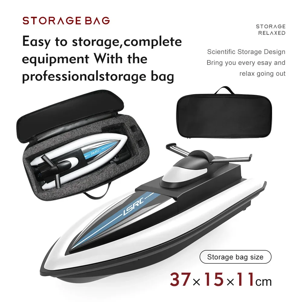 

2.4GHz LSRC-B8 RC Speedboat With Storage Bag Waterproof Double Motor Model Electric High Speed Racing Portable Ship Toys for boy