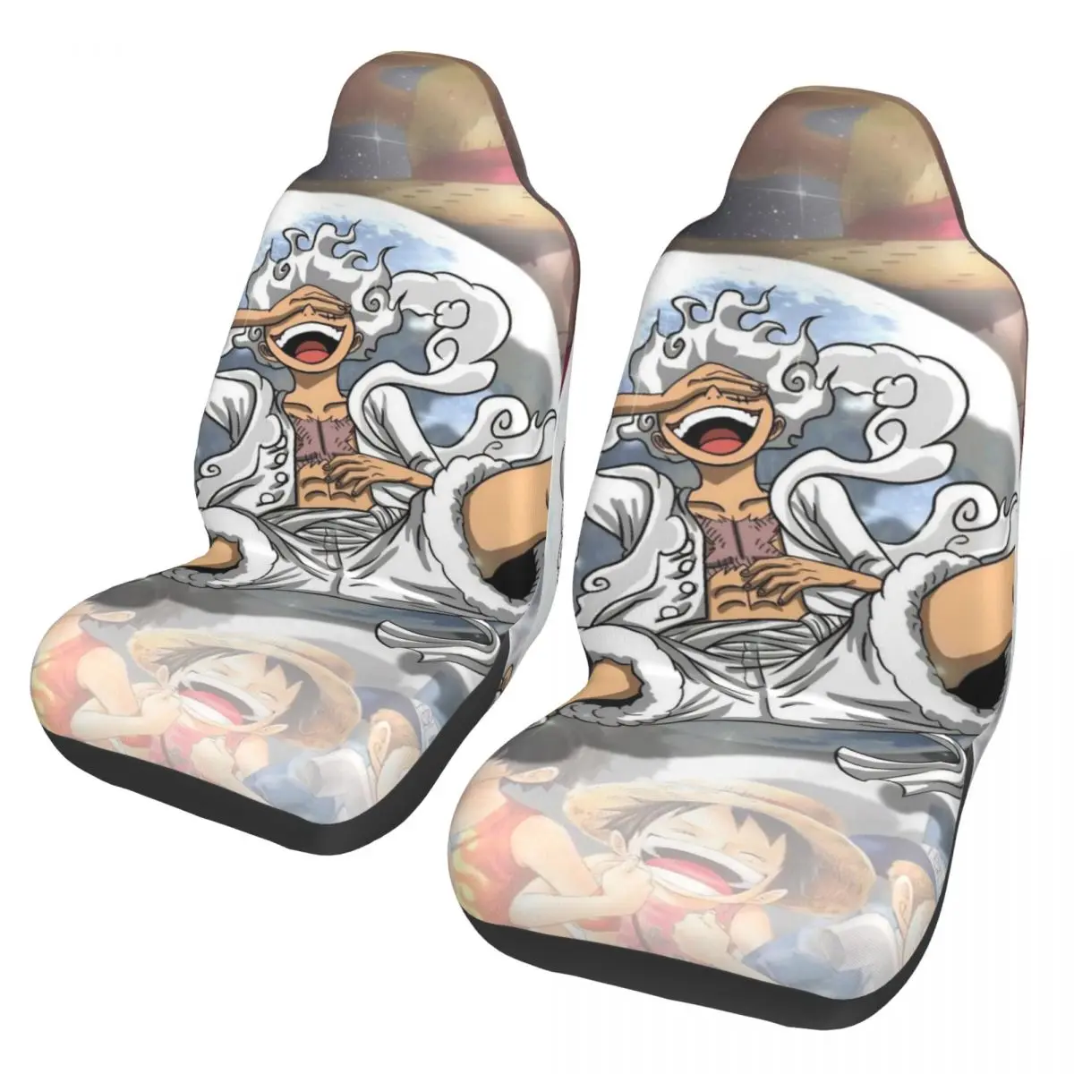 Funda universal para asiento de coche One Piece Straw Hat Luffy Gear 5, adecuada para la mayoría de los coches, compatible con todo tipo de modelos, fundas de asiento de coche de fibra.