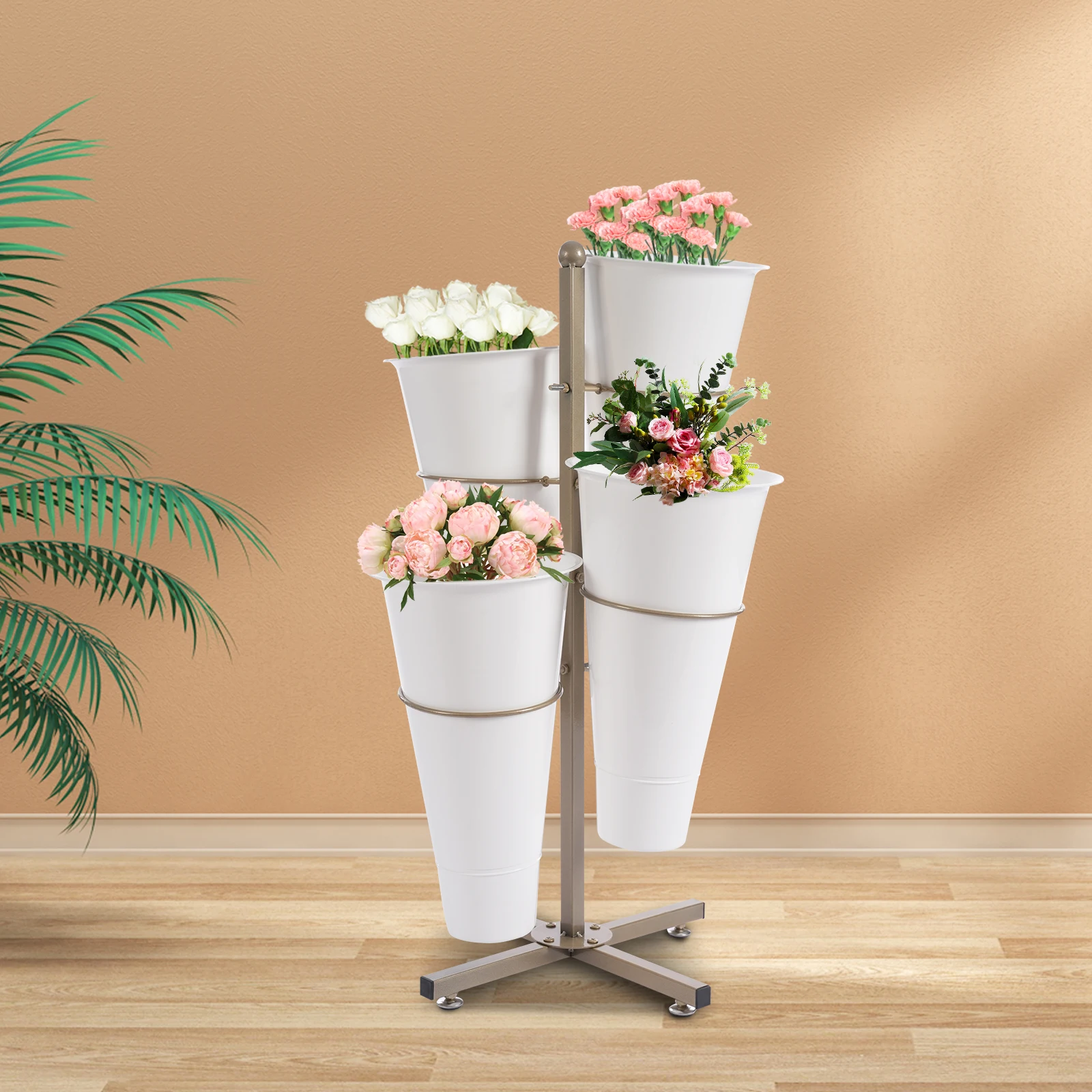 

Modern Metal Flower Display Stand, Plant Stand, Flower Display Stand with Buckets