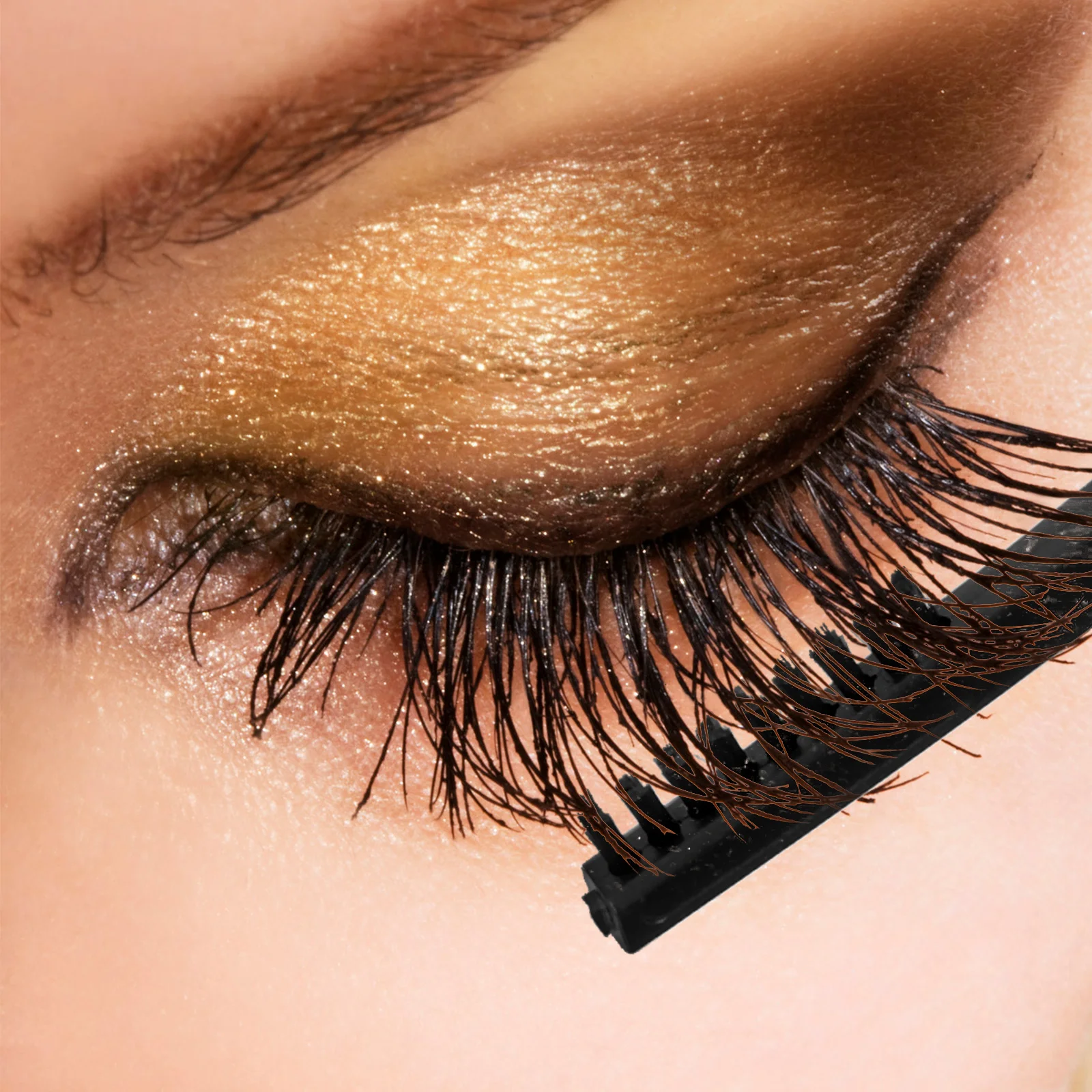 

Double Headed Eyelash Comb Brush for Extensions Separator Portable Folding Lash Tool Makeup Eyebrow Mascara Steel Needle